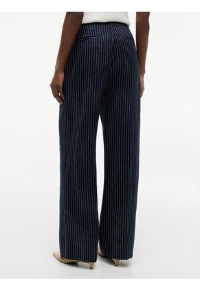 Pantalón Azul De Pierna Ancha Con Raya Diplomática Y Lino Tommy Hilfiger