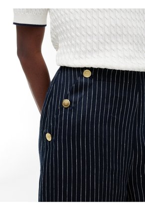 Pantalón Azul De Pierna Ancha Con Raya Diplomática Y Lino Tommy Hilfiger