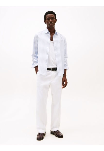 Camisa Azul TH Flex De Rayas Tommy Hilfiger
