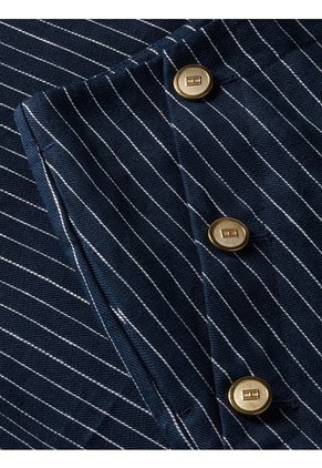 Pantalón Azul De Pierna Ancha Con Raya Diplomática Y Lino Tommy Hilfiger