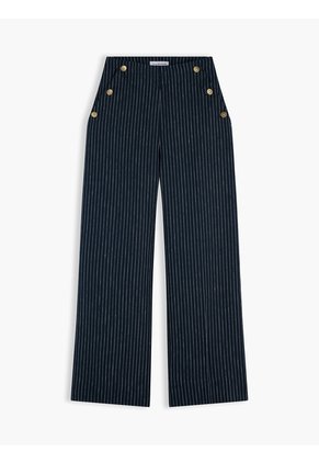 Pantalón Azul De Pierna Ancha Con Raya Diplomática Y Lino Tommy Hilfiger