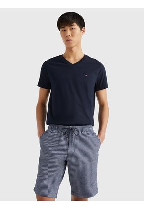 Camiseta Slim Fit Azul Cuello En V Esencial Algodón Para Hombre Tommy Hilfiger
