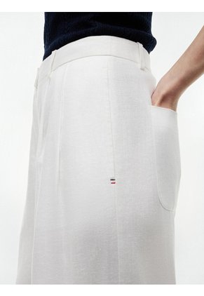 Pantalón Blanco De Pierna Ancha En Mezcla De Lino Tommy Hilfiger