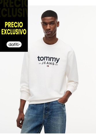 Saco Blanco De Cuello Redondo Con Logo Estampado En El Pecho Tommy Jeans Tommy Hilfiger