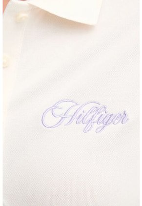 Polo Blanco Slim De Piqué Con Logo Bordado Tommy Hilfiger