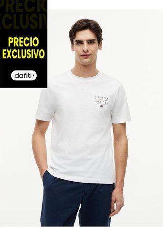 Camiseta Blanca De Cuello Redondo Con Logo Estampado Gráfico Tommy Hilfiger Tommy Hilfiger