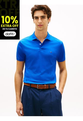 Polo Azul De Punto Interlock De Corte Regular Tommy Hilfiger Tommy Hilfiger