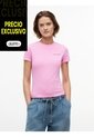 Camiseta Rosa Slim De Punto Con Logo Tommy Jeans de Tommy Hilfiger