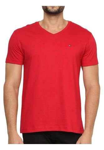 Camiseta Roja Essential En Cuello V Tommy Hilfiger Tommy Hilfiger