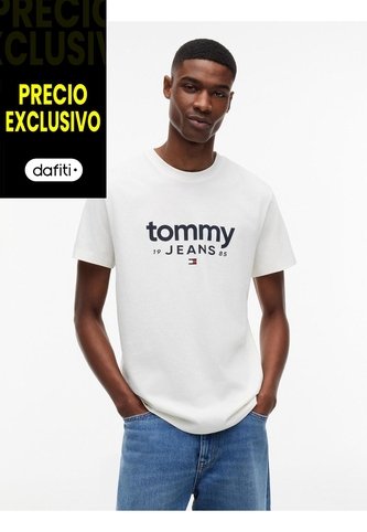 Camiseta Blanca De Corte Slim Con Logo Estampado Gráfico Tommy Jeans Tommy Hilfiger