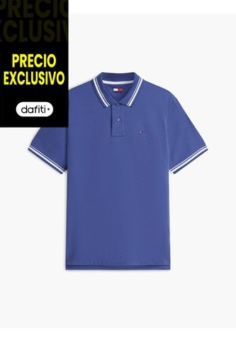 Polo Azul De Corte Regular Ribeteado Con Logo Tommy Jeans Tommy Hilfiger