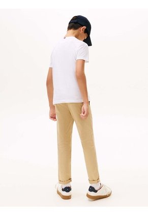 Camiseta Blanca De Punto Con Logo Bordado Tommy Hilfiger