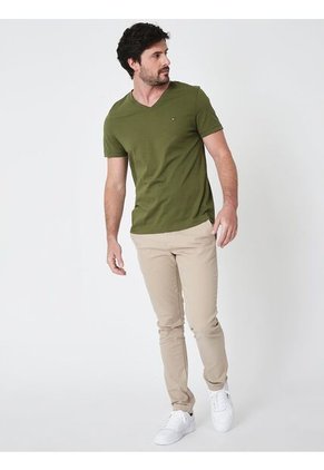 Camiseta Verde Essential En Cuello V Tommy Hilfiger