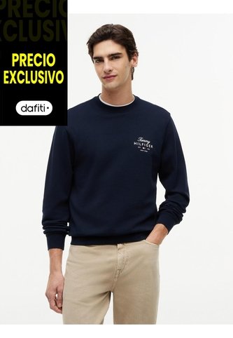 Saco Azul De Cuello Redondo Con Logo Script Tommy Hilfiger Tommy Hilfiger