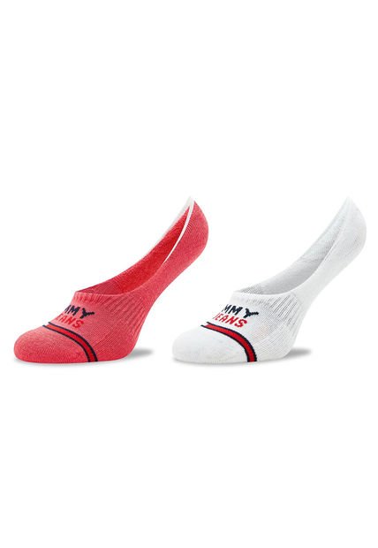 Pack De 2 Calcetines Rosado - Blanco Con Logo Tommy Hilfiger