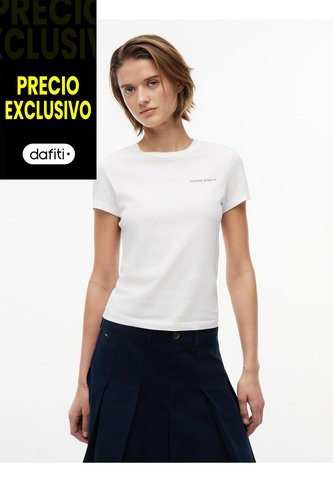 Camiseta Blanca Slim De Punto Con Logo Tommy Jeans Tommy Hilfiger