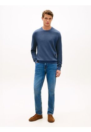 Saco Azul Con Cuello Redondo Y Logo Bordado Tommy Hilfiger