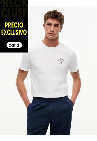 Camiseta Blanca De Cuello Redondo De Punto Con Logo Tommy Hilfiger Tommy Hilfiger