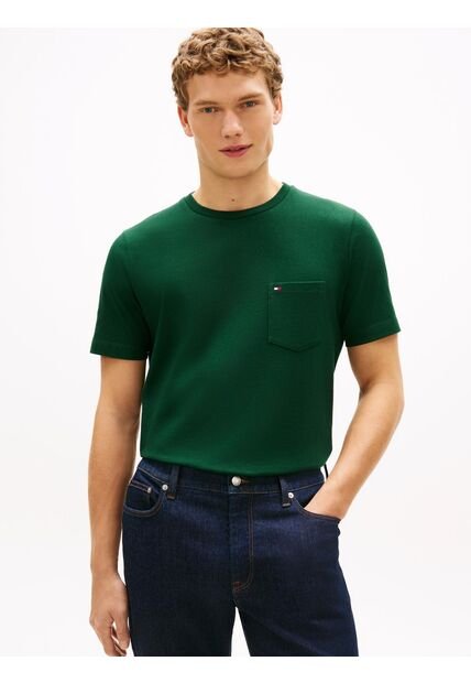 Camiseta Verde De Cuello Redondo Con Bolsillo Tommy Hilfiger