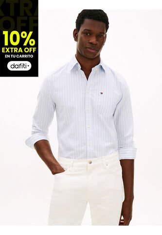 Camisa Azul De Rayas Anchas Con Corte Regular Tommy Hilfiger Tommy Hilfiger