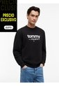 Saco Negro De Cuello Redondo Con Logo Estampado En El Pecho Tommy Jeans de Tommy Hilfiger