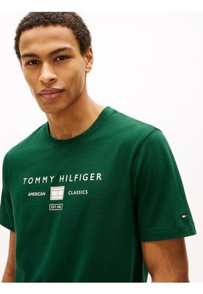 Camiseta Verde De Punto Con Logo Tommy Hilfiger
