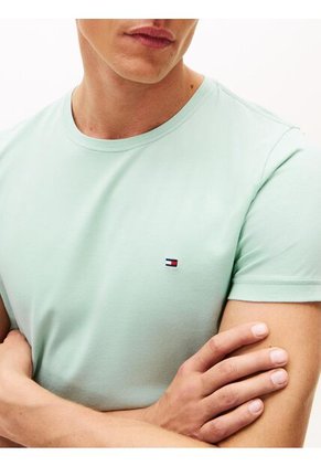 Camiseta Verde De Cuello Redondo Y Corte Extra Slim Tommy Hilfiger