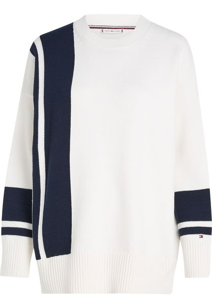 Saco Cuello Redondo Con Logo Mujer Blanco Tommy Hilfiger