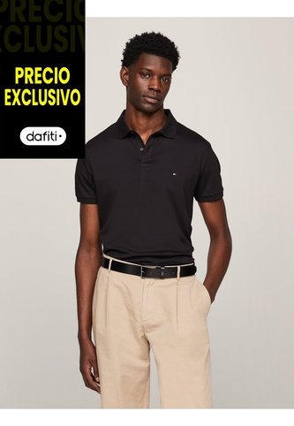 Polo Negro Essential De Corte Regular Con Logo Tommy Hilfiger Tommy Hilfiger