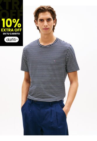 Camiseta Azul Oscuro Regular Fit A Rayas Tommy Hilfiger Tommy Hilfiger