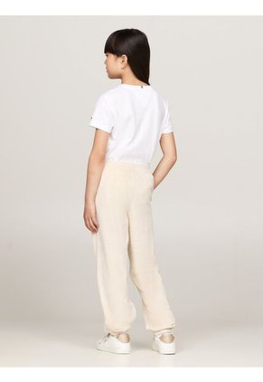 Pantalón Niña Gris Velour Con Logo Script Tommy Hilfiger