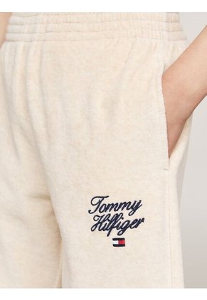 Pantalón Niña Gris Velour Con Logo Script Tommy Hilfiger