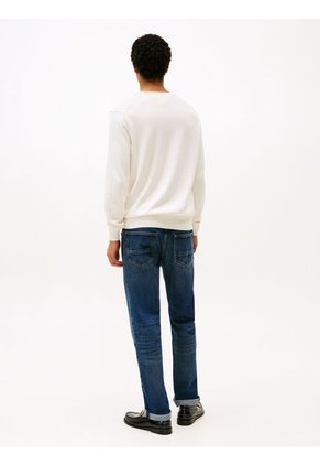 Saco Blanco Con Cuello En V Y Logo Bordado Tommy Hilfiger