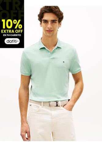 Polo Verde De Punto Interlock De Corte Regular Tommy Hilfiger Tommy Hilfiger