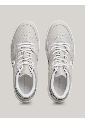 Tenis Gris De Cuero Con Mezcla De Texturas Tommy Hilfiger