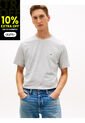 Camiseta Gris De Cuello Redondo Con Logo Bordado Tommy Hilfiger de Tommy Hilfiger