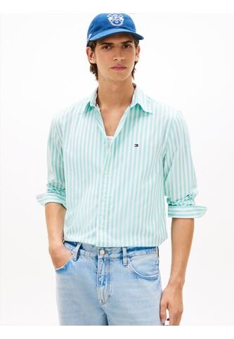 Camisa Celeste De Popelín A Rayas TH Flex Tommy Hilfiger Tommy Hilfiger