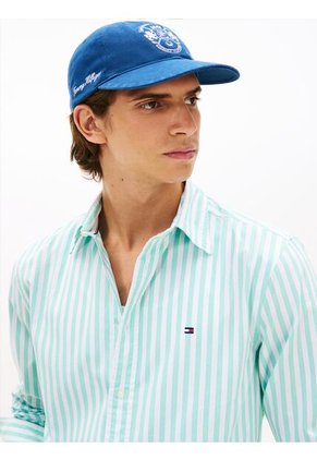 Camisa Celeste De Popelín A Rayas TH Flex Tommy Hilfiger