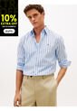 Camisa Celeste Flex Polin Con Rayas Tommy Hilfiger de Tommy Hilfiger