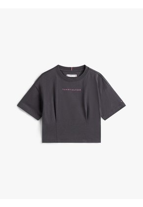 Camiseta Negra De Punto Con Logo Engomado Tommy Hilfiger