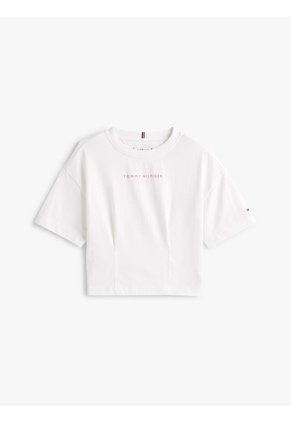 Camiseta Blanca De Punto Con Logo Engomado Tommy Hilfiger