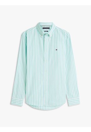 Camisa Celeste De Popelín A Rayas TH Flex Tommy Hilfiger
