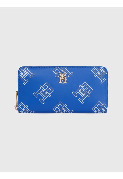 Billetera Estampada Con Monograma Mujer Azul Tommy Hilfiger