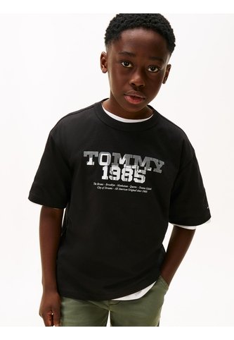 Camiseta Negra 1985 De Cuello Redondo Con Gráfico Tommy Hilfiger Tommy Hilfiger