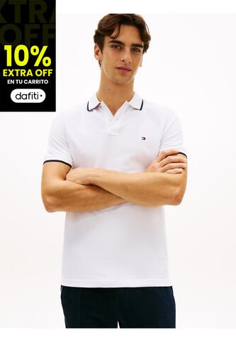 Polo Blanco De Piqué Con Corte Regular Tommy Hilfiger Tommy Hilfiger