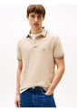 Polo Beige Ribeteado De Corte Slim Tommy Hilfiger de Tommy Hilfiger