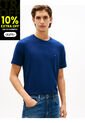 Camiseta Azul De Cuello Redondo Con Logo Bordado Tommy Hilfiger de Tommy Hilfiger