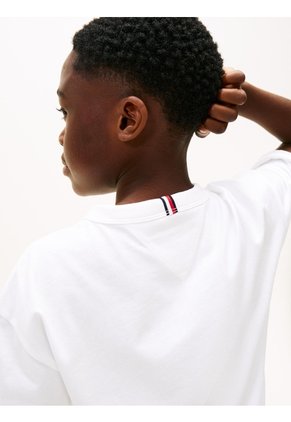 Camiseta Blanca 1985 De Cuello Redondo Con Gráfico Tommy Hilfiger