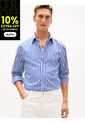 Camisa Azul De Popelín A Rayas TH Flex Tommy Hilfiger de Tommy Hilfiger