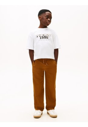 Camiseta Blanca 1985 De Cuello Redondo Con Gráfico Tommy Hilfiger